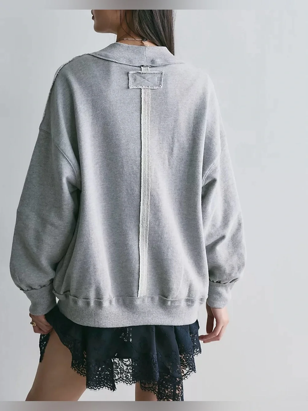 NWT Free People We The Free Palm Springs Pullover - Heather grey - small - Picture 3 of 14